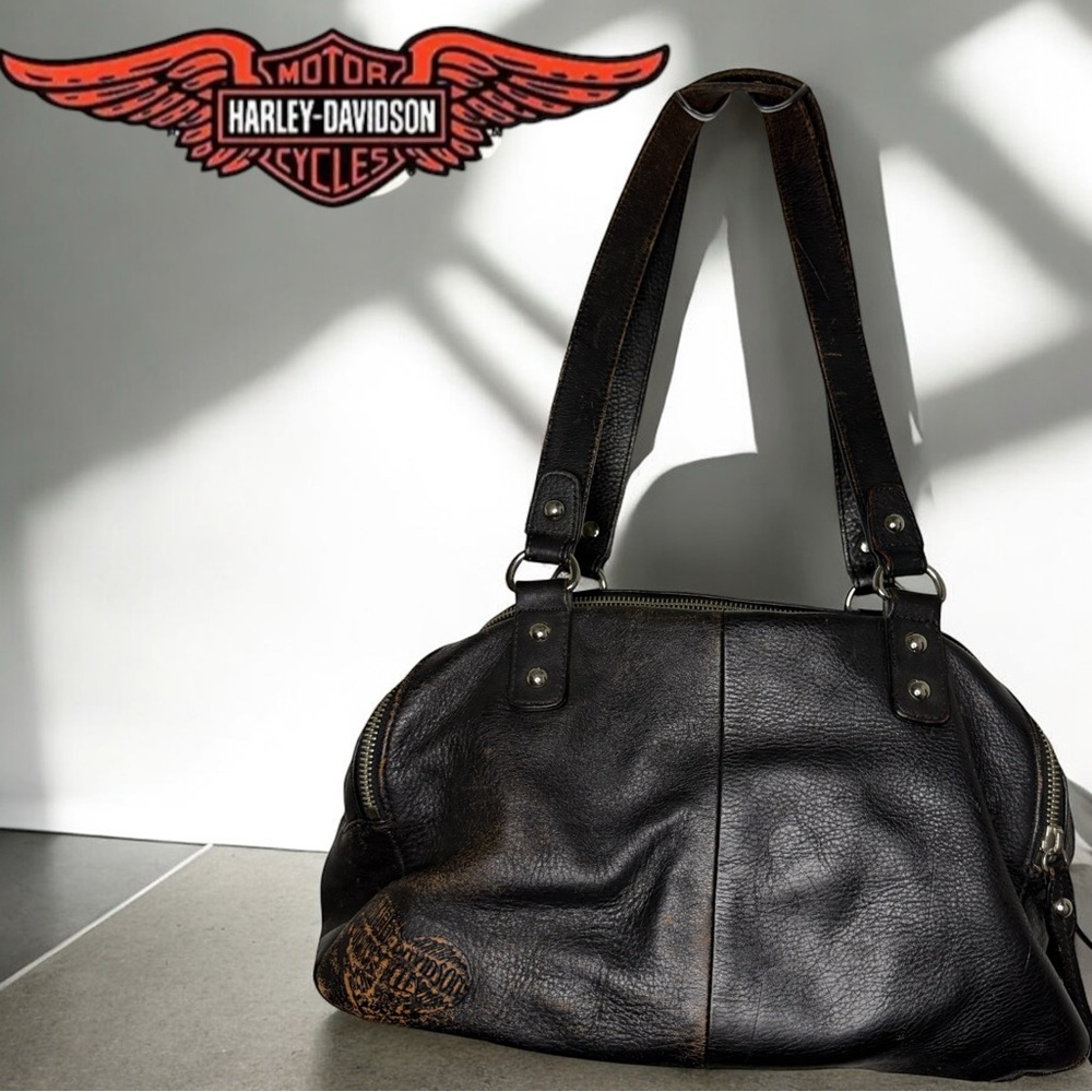 Harley Davidson, shoulder bag, genuine leather MATCHING WALKET LISTED